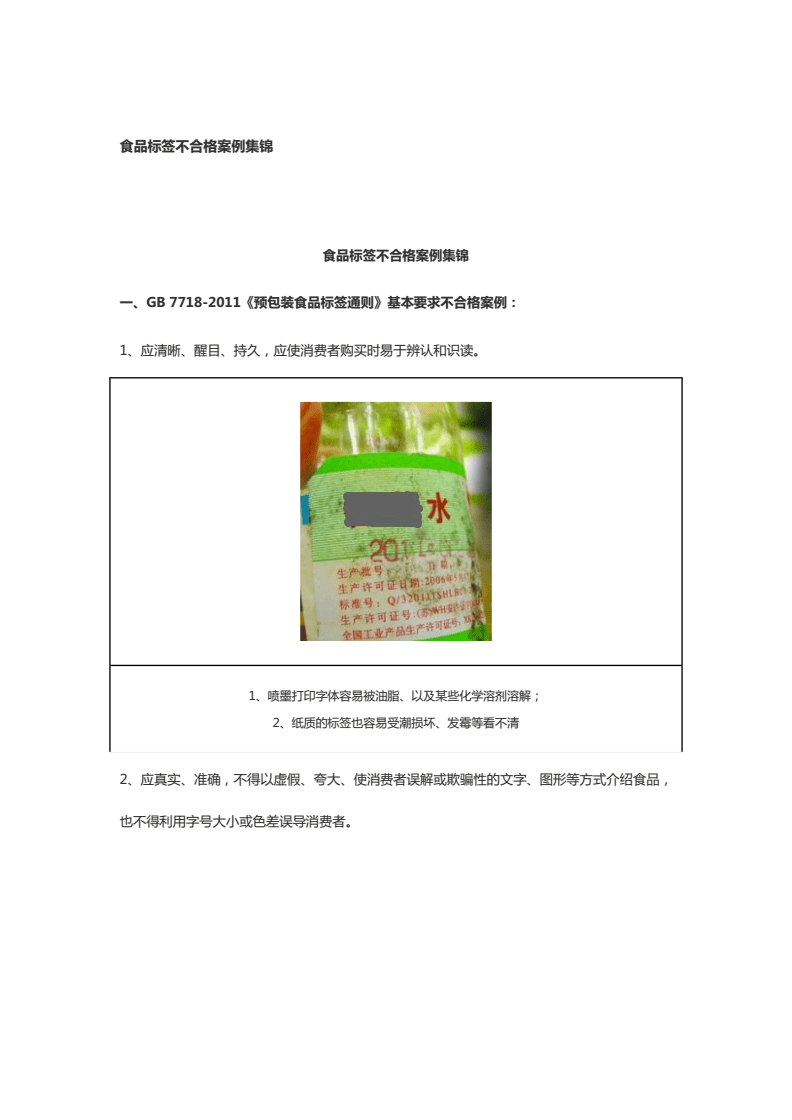 預(yù)包裝食品標簽不合格案例-對照7718強制性標識內(nèi)容資料.docx